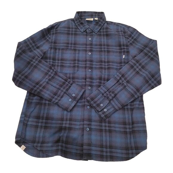 Vans Off The Wall Flannel Plaid Black Blue Collared Button Down Shirt Men medium - Picture 1 of 8